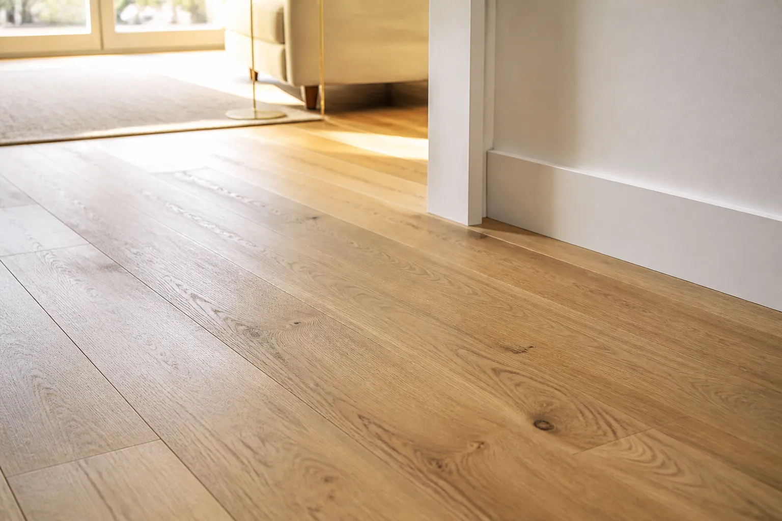 Parquet massif colle dans un logement neuf
