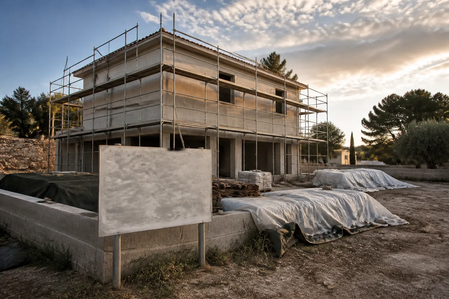 Chantier de maison neuve a l arret