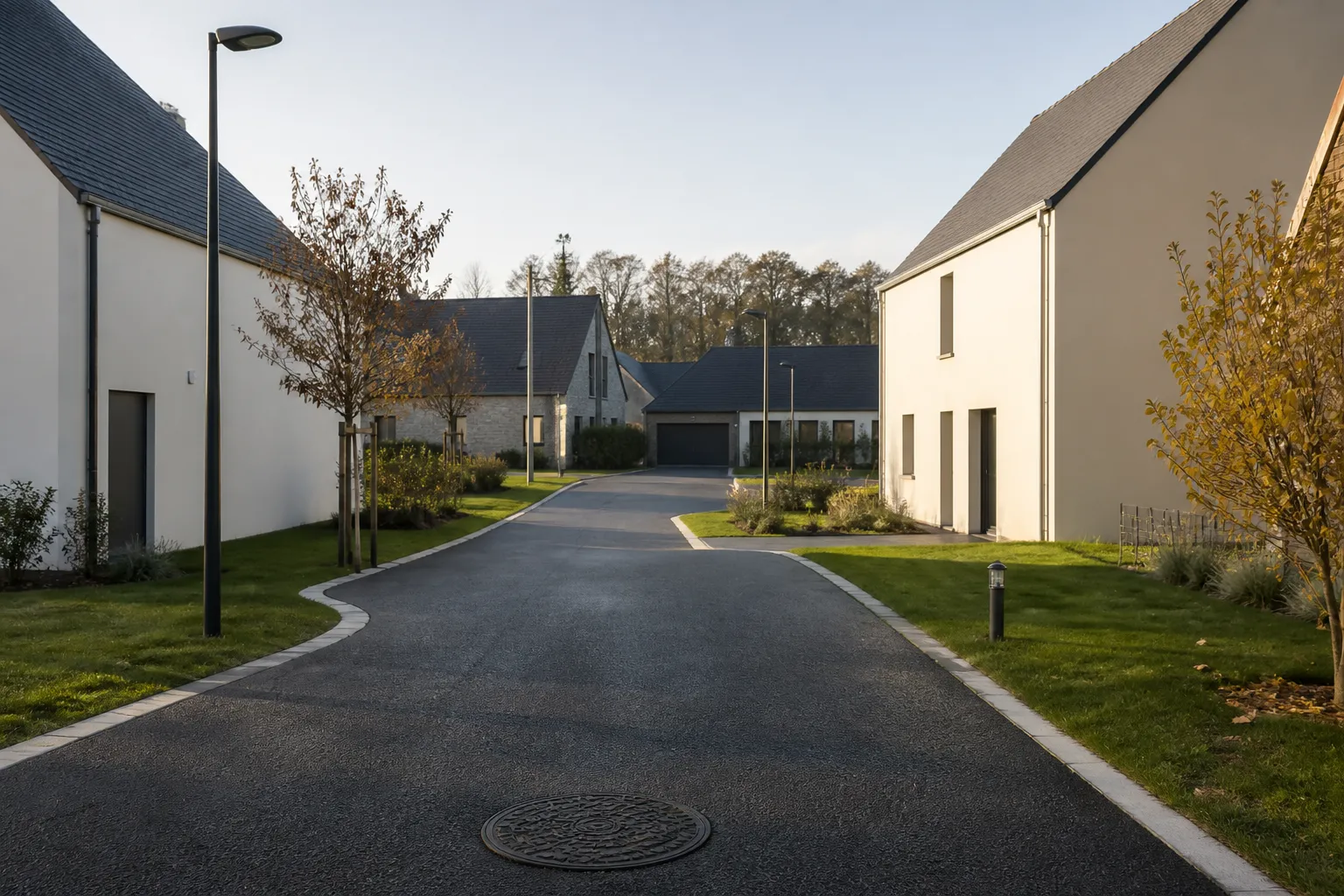 Voirie interne d une residence neuve