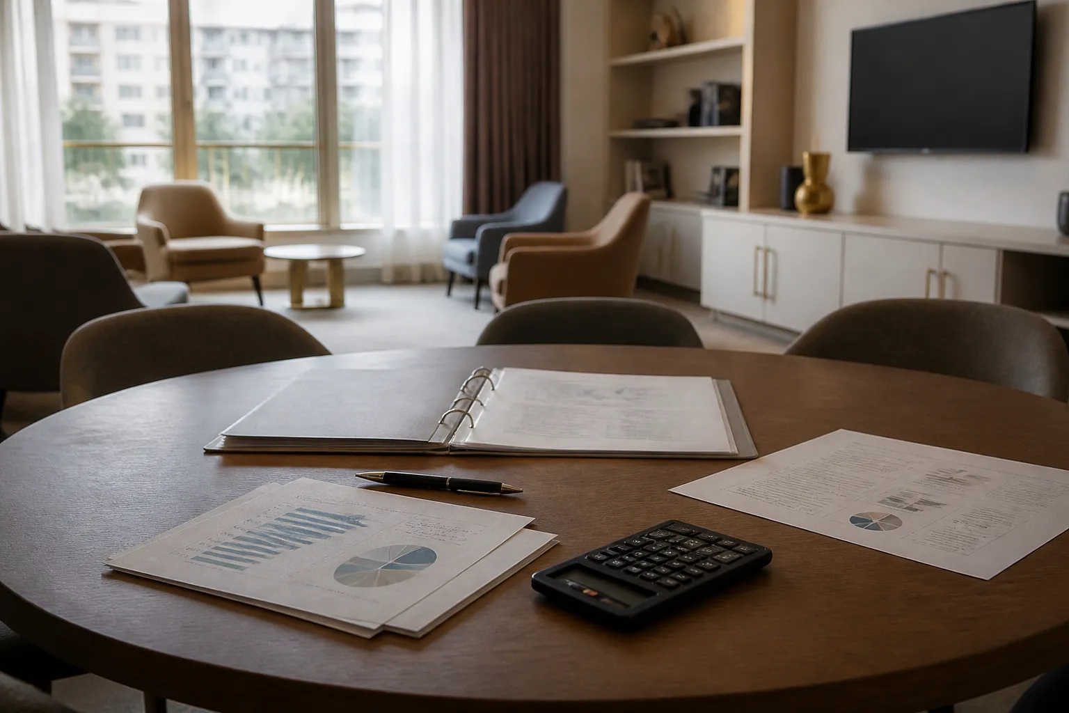 Documents de budget de copropriete sur une table
