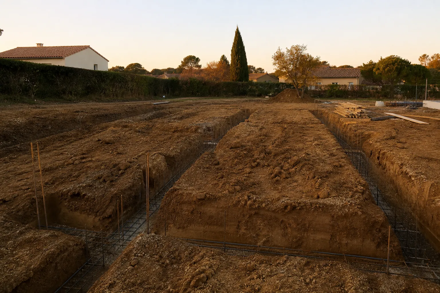 Fondations et chainages d une maison neuve sur sol argileux