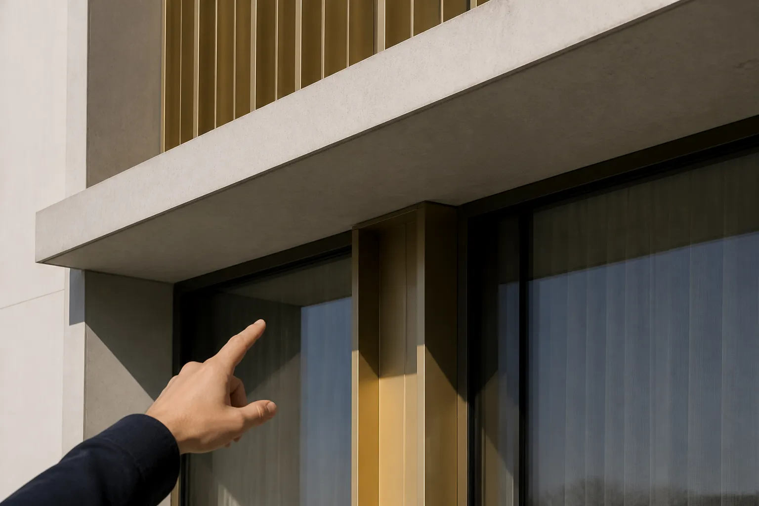 Casquettes et brise-soleil d'un immeuble neuf a Bordeaux