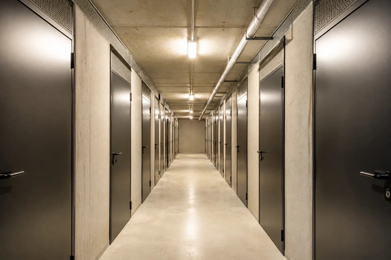 Couloir de caves dans une residence neuve