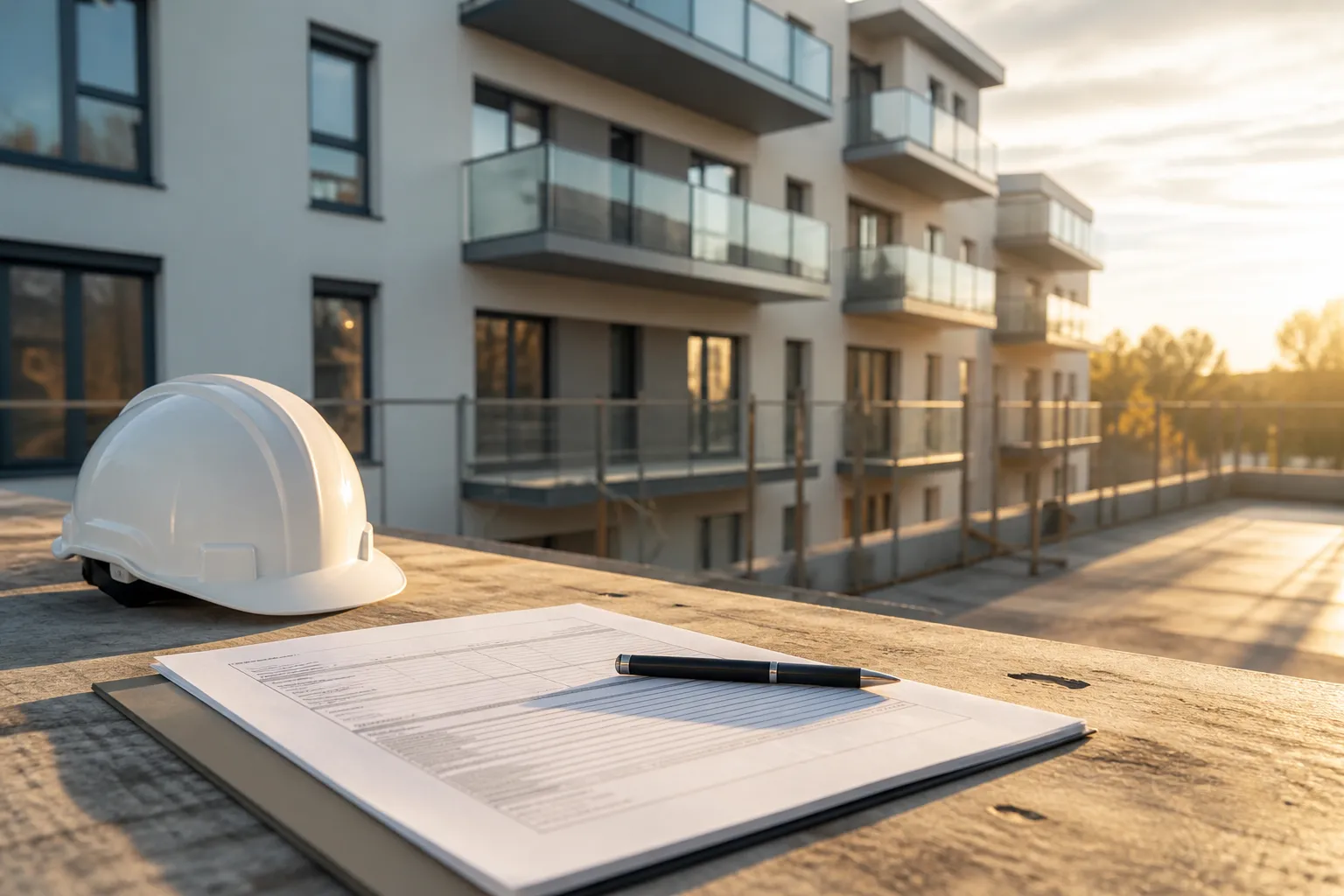 Proces-verbal de reception de travaux sur une table de chantier