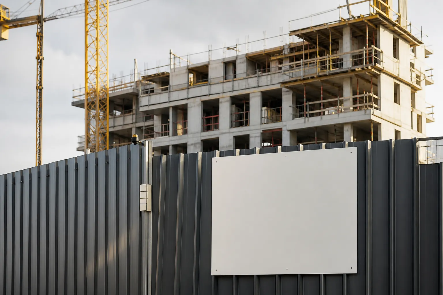 Panneau de permis de construire sur une palissade de chantier