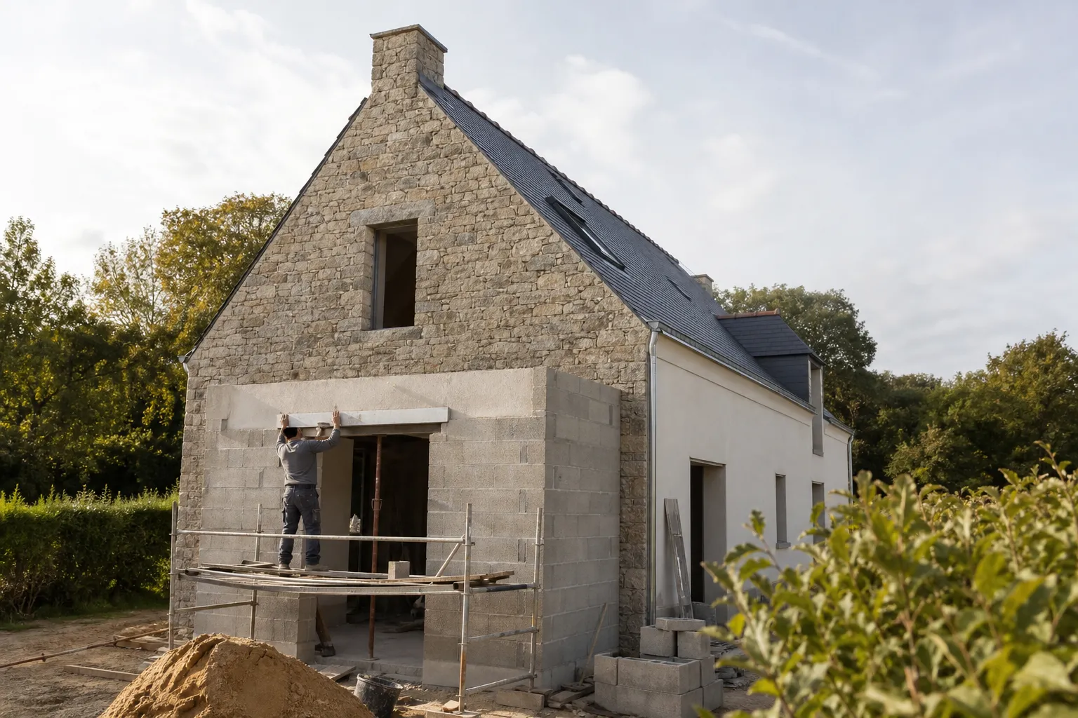 Chantier de logements neufs dans le Morbihan