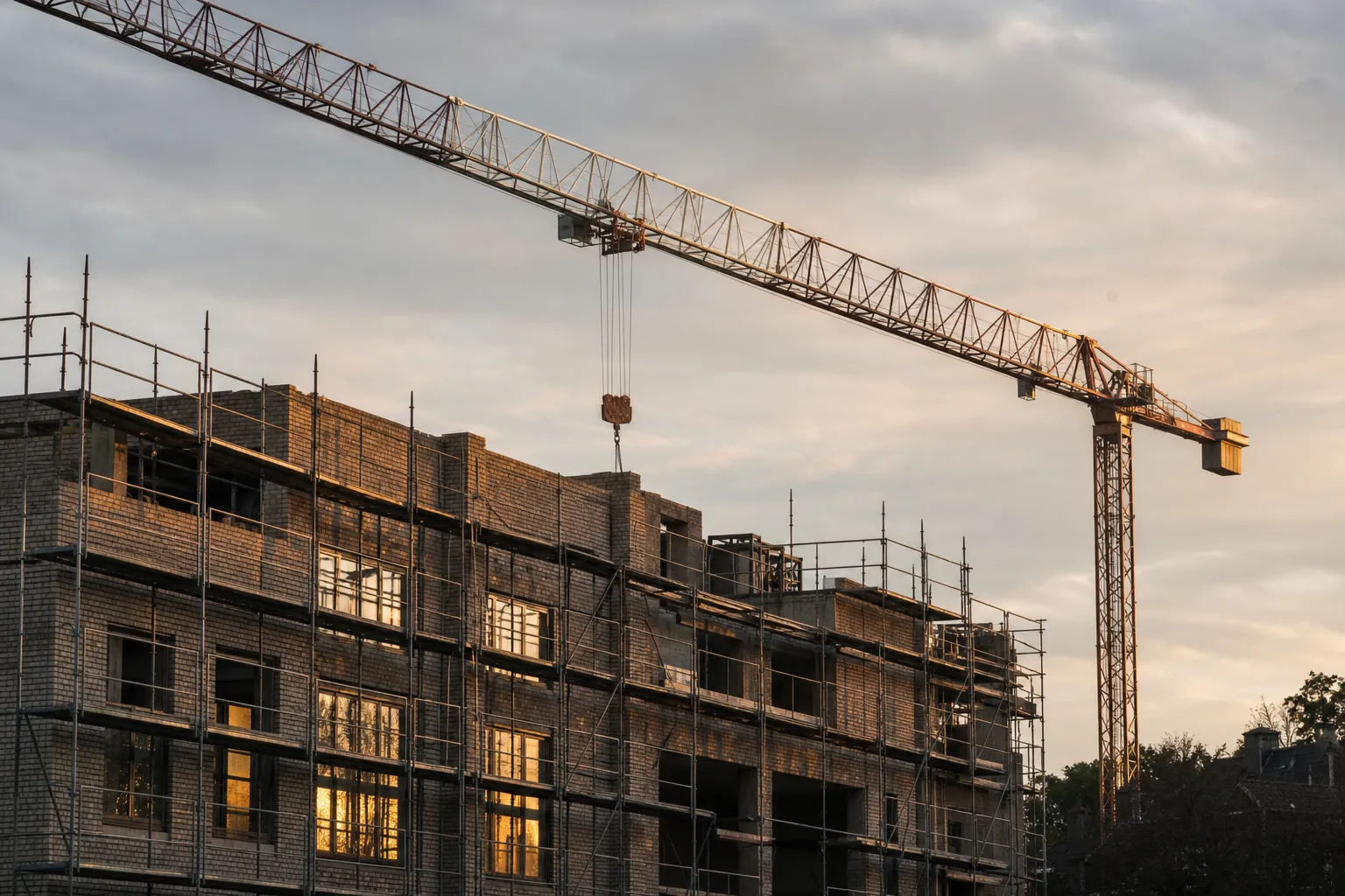 Chantier de residence neuve en briques dans le Nord