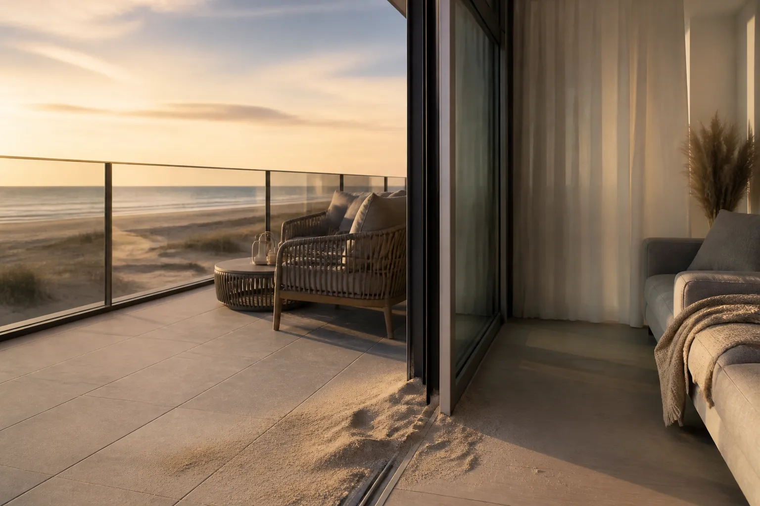 Terrasse d'un logement neuf en bord de mer a Berck