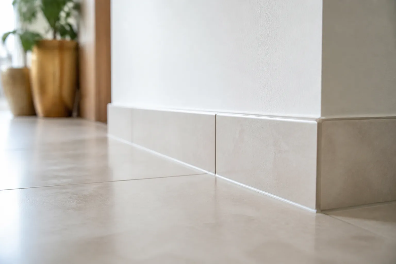 Plinthe carrelee en pied de mur