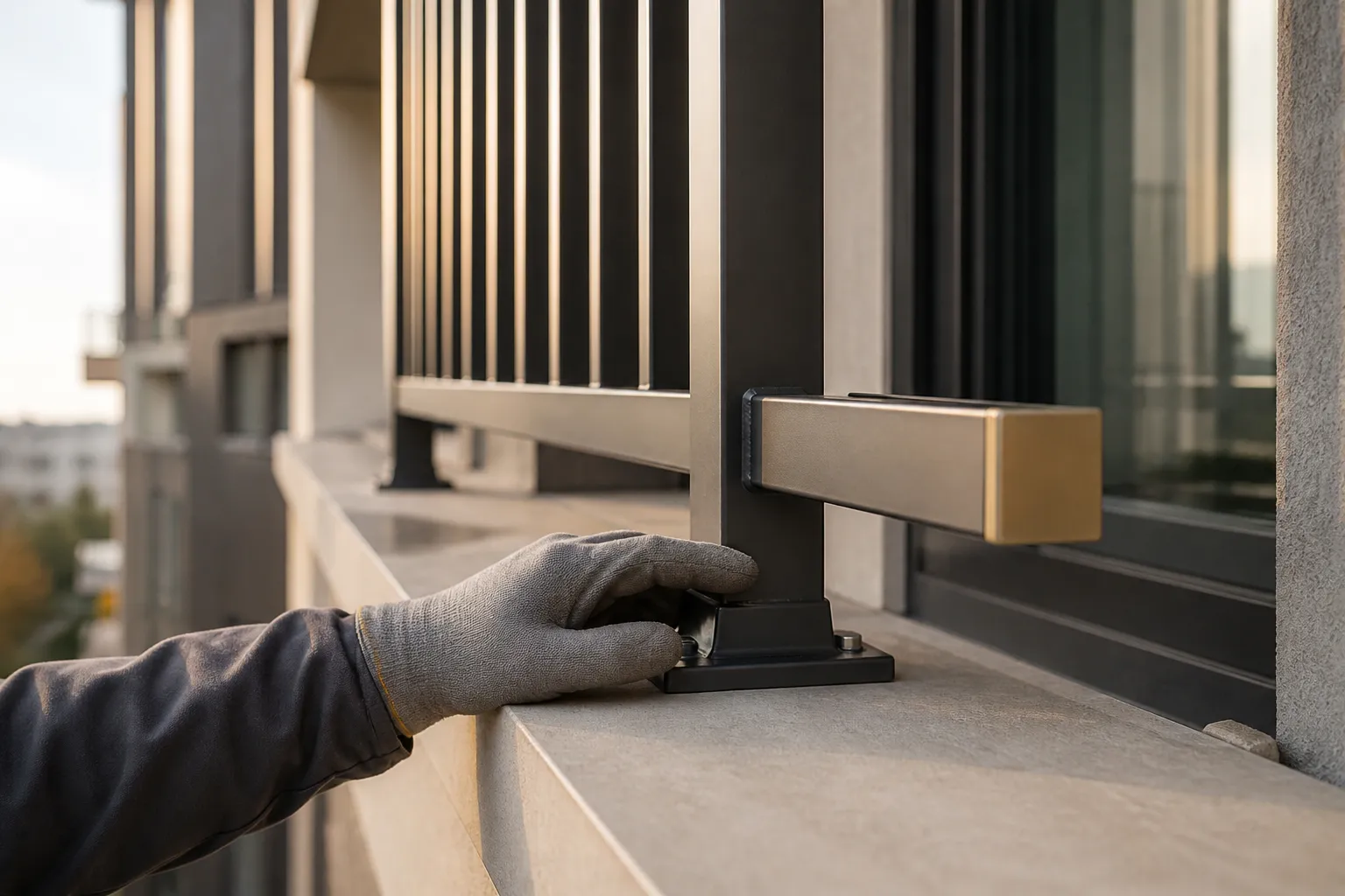 Verification d un garde corps de balcon file lors d une livraison VEFA a Colombes