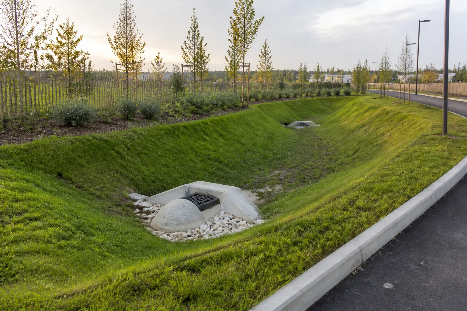 Gestion des eaux pluviales d un lotissement neuf observee a la livraison VEFA a Montevrain
